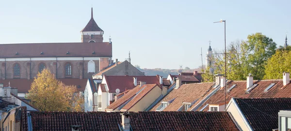 Vista Panorámica Los Tejados Del Casco Antiguo Kaunas Basílica Catedral — Foto de Stock