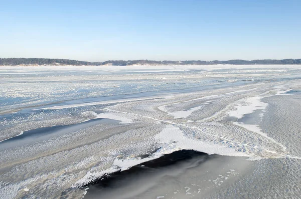 Вид Замерзшее Искусственное Озеро Кауно Мариос Море Города Каунас Литва — стоковое фото