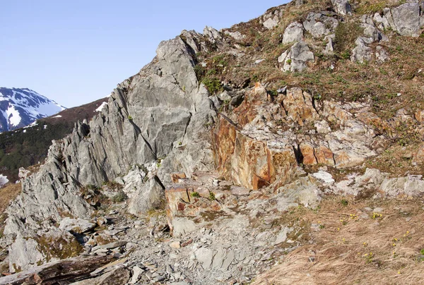 Die Malerische Landschaft Mit Roten Felsen Auf Mount Robbers Juneau — Stockfoto
