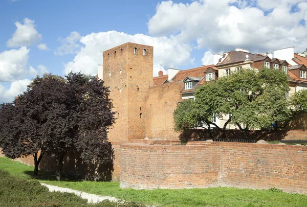 Mura Medievali Ricostruite Intorno Centro Storico Varsavia Polonia — Foto Stock