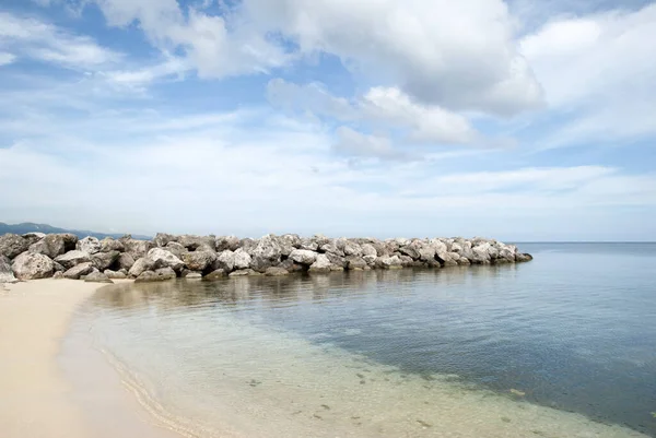 Morning View Empty Beach Wave Breaker Montego Bay Resort Town — Stok fotoğraf