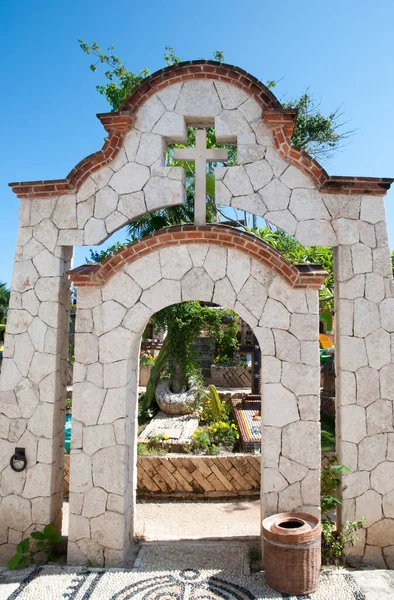 Estructura Del Arco Como Entrada Cementerio Tradicional Playa Del Carmen — Foto de Stock