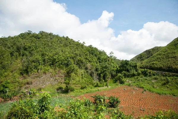 牙买加农村乡村农田的鸟瞰 — 图库照片