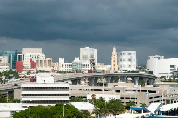 Zatažené Ráno Pohled Miami Centru Panorama Florida — Stock fotografie