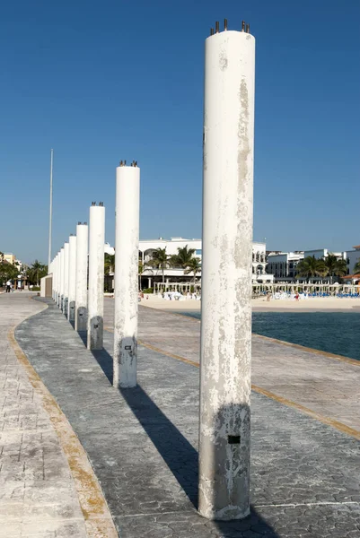 Vista Manhã Cais Vazio Praia Cidade Playa Del Carmen Fundo — Fotografia de Stock