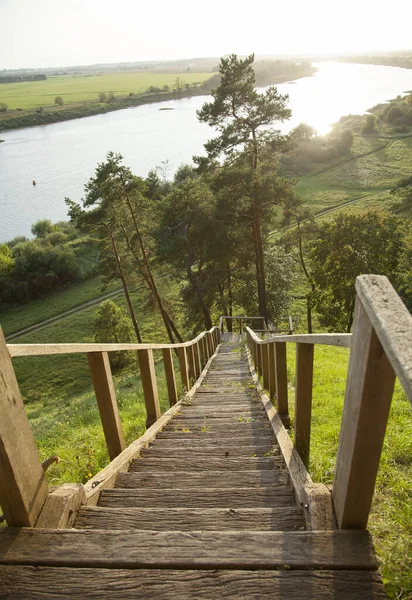 Blick Auf Den Sonnenuntergang Auf Die Treppe Des Rambynas Berges — Stockfoto