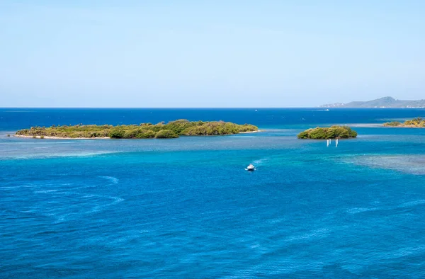 Lancha Que Viaja Largo Costa Roatán Isla Turística Honduras —  Fotos de Stock