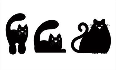 Tatlı kedi siluetinin vektör çizimi