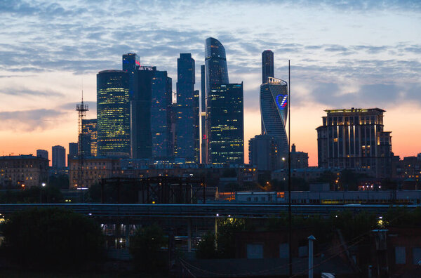 Moscow city in the evening light