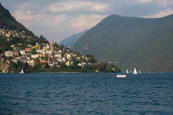 Precioso Día Verano Lugano Suiza — Foto de Stock