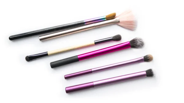 Makeup Brushes White Background Isolate Stylist Decorative Cosmetics — Stock Photo, Image