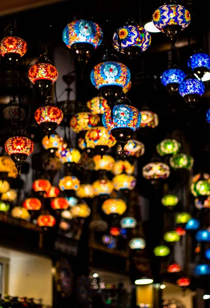 Typical shop of moroccan lamps