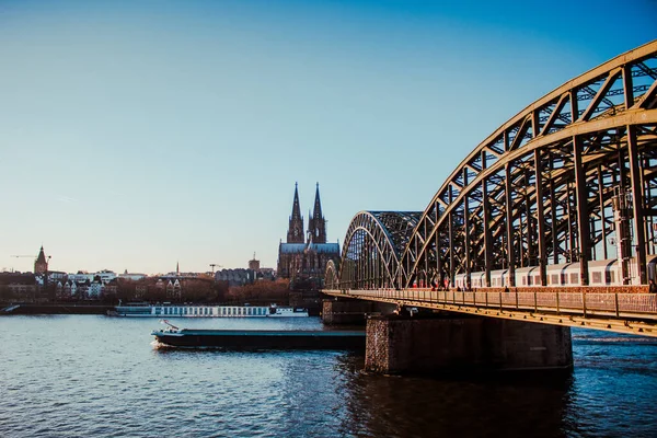 Uitzicht Kathedraal Brug Van Keulen — Stockfoto