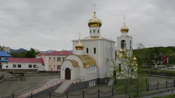 Een Orthodoxe Kerk Het Dorp Palatka Het Russische Verre Oosten — Stockvideo