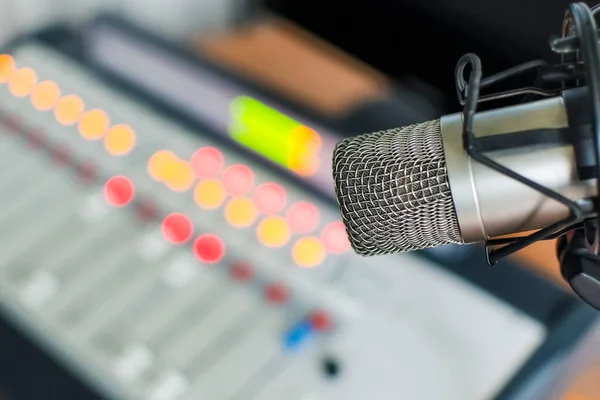 Professional Microphone Sound Mixer Radio Station Studio — Stock Photo, Image