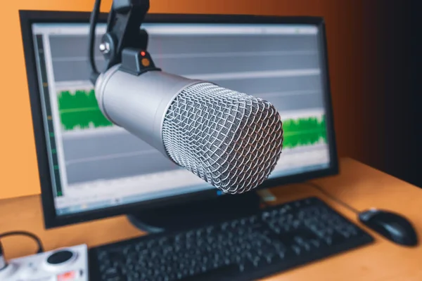 Professional Microphone Wave Form Screen — Stock Photo, Image