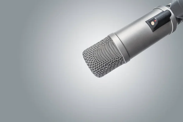 Profesionální Mikrofon Rozhlasovém Studiu Nápisu — Stock fotografie
