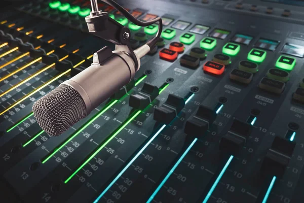 Professional Microphone Radio Station Studio Air Sign — Stock Photo, Image