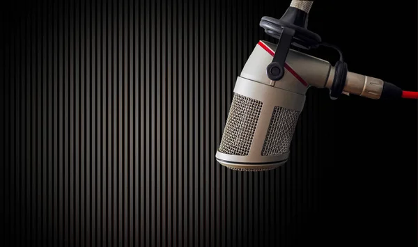 Microphone Professionnel Dans Studio Station Radio Sur Affiche — Photo