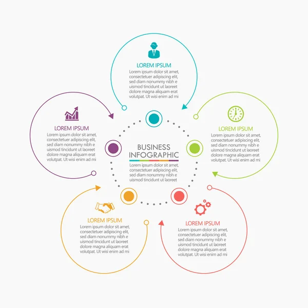 Wirtschaftskreislauf Infografik Symbole Für Abstrakte Hintergrundvorlagen — Stockvektor