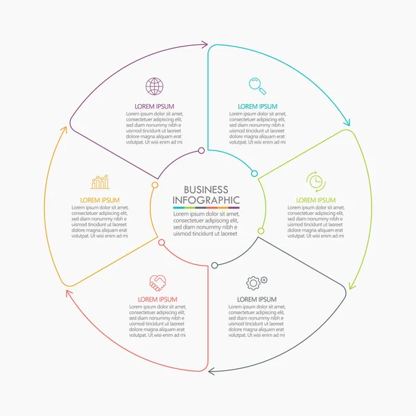 Círculo Empresarial Ícones Infográficos Linha Tempo Projetados Para Modelo Fundo — Vetor de Stock