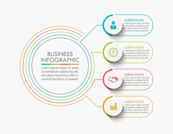 Zakencirkel Tijdlijn Infografische Pictogrammen Ontworpen Voor Abstracte Achtergrond Template — Stockvector