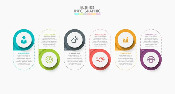 Visualização Dados Negócios Linha Tempo Ícones Infográficos Projetados Para Abstrato — Vetor de Stock