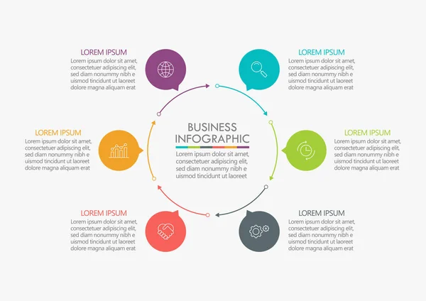 Zakencirkel Tijdlijn Infografische Pictogrammen Ontworpen Voor Abstracte Achtergrond Template Mijlpaal — Stockvector