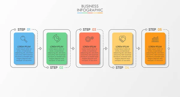 Visualización Datos Empresariales Iconos Infografía Línea Tiempo Diseñados Para Elemento — Vector de stock