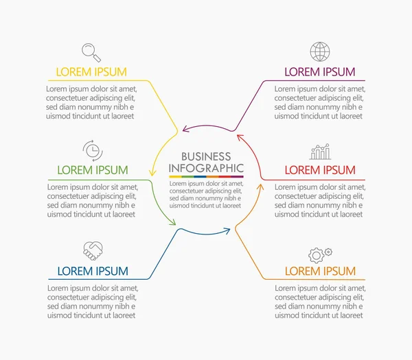 Lingkaran Bisnis Ikon Infografis Garis Waktu Dirancang Untuk Tema Latar - Stok Vektor