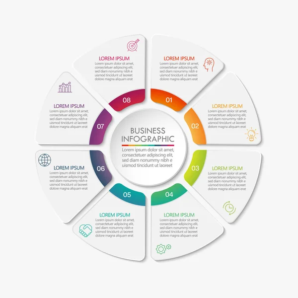 Cercle Affaires Icônes Infographie Timeline Conçues Pour Élément Étape Modèle — Image vectorielle