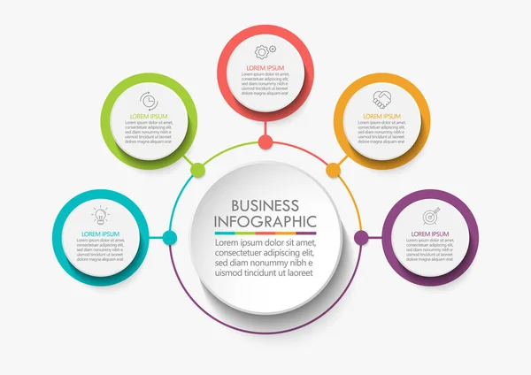 Zakencirkel Tijdlijn Infografische Pictogrammen Ontworpen Voor Abstracte Achtergrond Template Mijlpaal — Stockvector