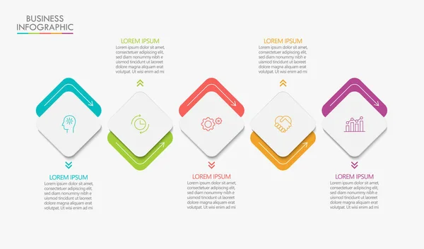 Visualização Dados Negócios Linha Tempo Ícones Infográficos Projetados Para Abstrato — Vetor de Stock