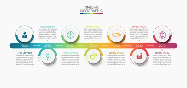 Visualisering Affärsdata Tidslinje Infographic Ikoner Utformade För Abstrakt Bakgrund Mall — Stock vektor