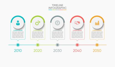 İş verisi görselleştirmesi. Soyut arkaplan şablonu için tasarlanmış zaman çizgisi bilgi simgeleri modern diyagram süreci teknolojisi dijital pazarlama veri sunum çizelgesi taşıyıcısı