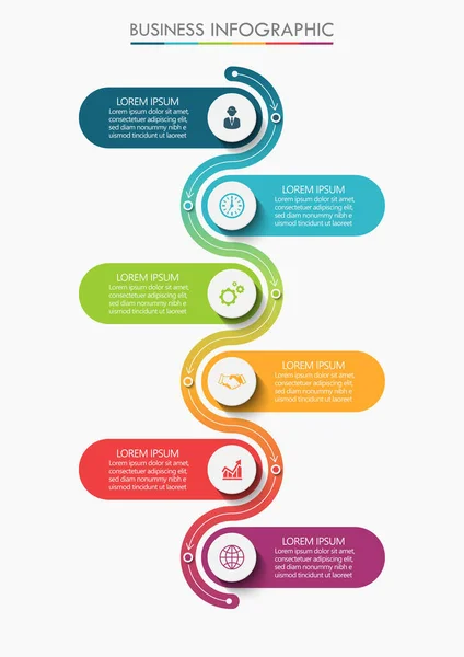 Business Data Visualization Timeline Infographic Icons Designed Abstract Background Template — Stock Vector