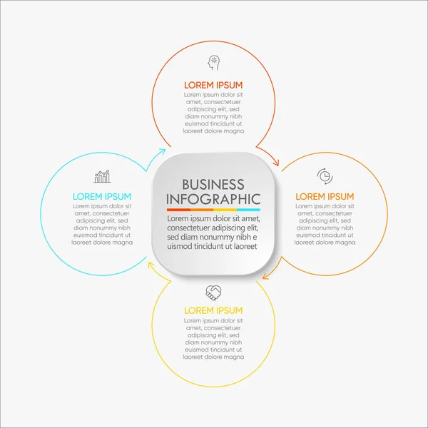 Деловой Круг Инфографические Иконки Временных Линий Предназначенные Абстрактного Базового Элемента — стоковый вектор