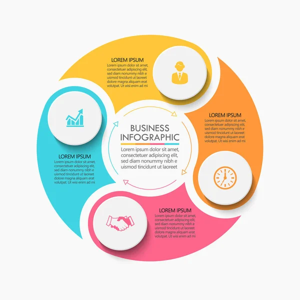 Cercle Affaires Icônes Infographie Timeline Conçues Pour Élément Étape Modèle — Image vectorielle