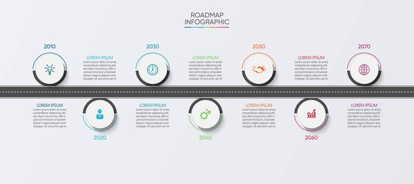 Business road map timeline infographic icons designed for abstract background template milestone element modern diagram process technology digital marketing data presentation chart Vector illustration