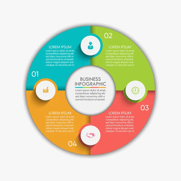 Cerchio Affari Icone Infografiche Timeline Progettate Astratto Modello Sfondo Elemento — Vettoriale Stock