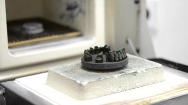 3d printerlere harcama maddeler üzerinde oluşturulan nesne ısıl işlem synterization için fırın yerleştirilir.