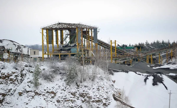 Conveyor Platform Mining Quarry Granik Winter Snow Day — Stock Photo, Image