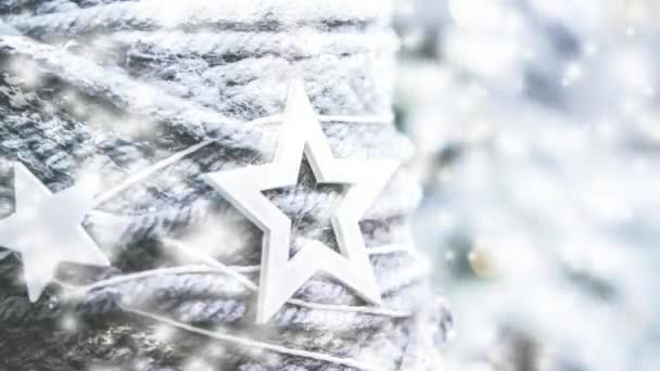 Decorative white Christmas tree stars — Stock Video