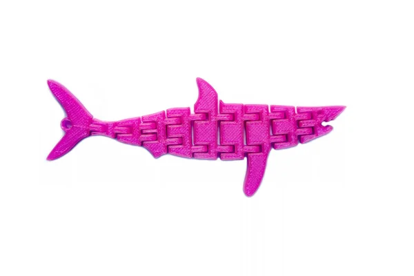 Objet rose clair brillant en forme de jouet de poisson imprimé sur imprimante 3D — Photo