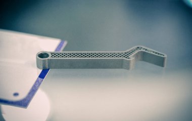 Selektif lazer erime. Nesne baskılı metal 3d yazıcı clos