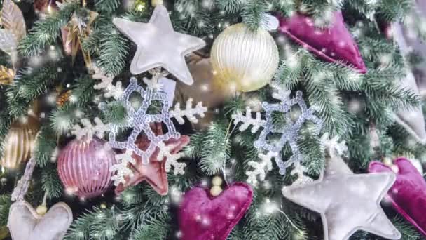 Şeffaf kar tanesi dekor yeni yıl Noel dekorasyon — Stok video