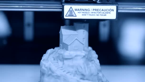 Impresora 3D trabajando. Modelado de deposición fundida — Vídeo de stock