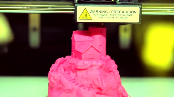 3D printer werkt. Modellering van gesmolten depositie — Stockvideo