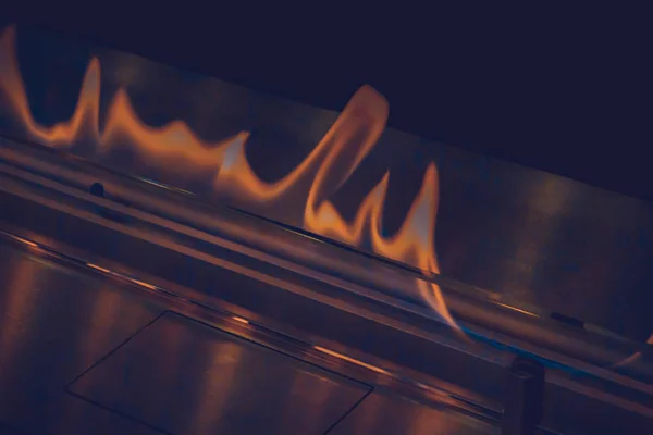 Modern bio fireplot fireplace on ethanol gas. — Stock Photo, Image