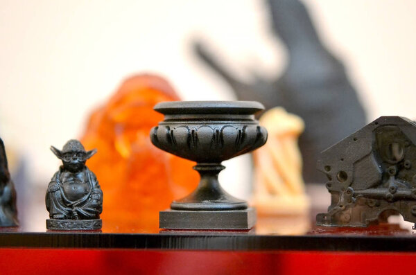 Objects photopolymer printed on a 3d printer.